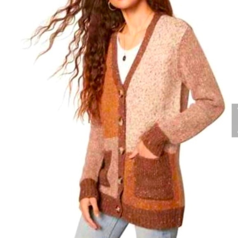 BB Dakota Multicolored Buttoned Long Cardigan